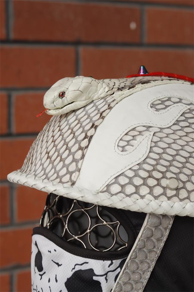 decorative-Half-helmet-Python-Leather-white