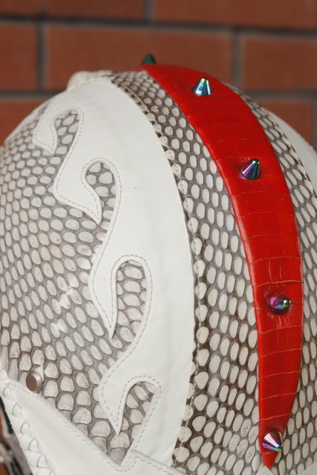 decorative-Half-helmet-Python-Leather-white