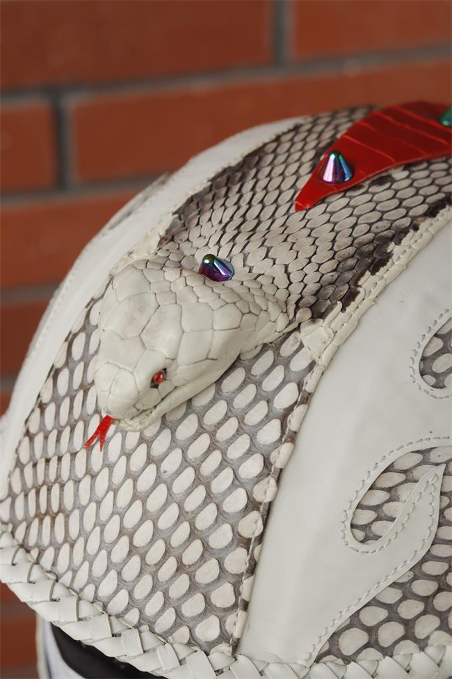 decorative-Half-helmet-Python-Leather-white