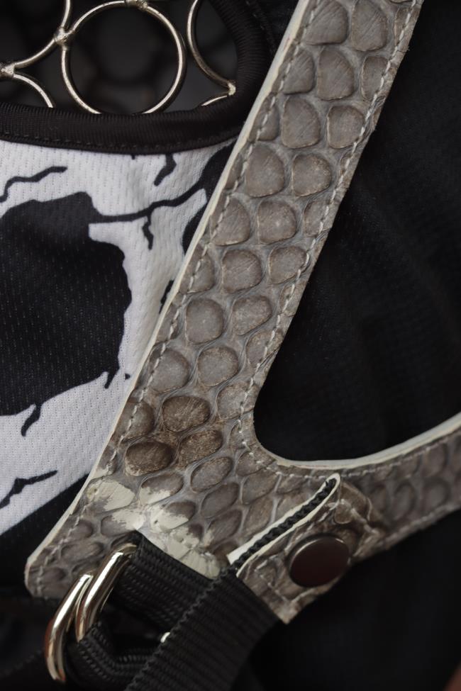decorative-Half-helmet-Python-Leather-white