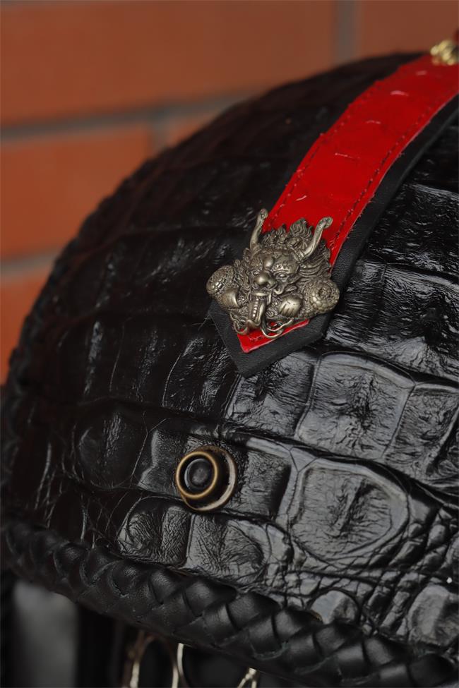 decorative-3/4helmet-crocodile-leather