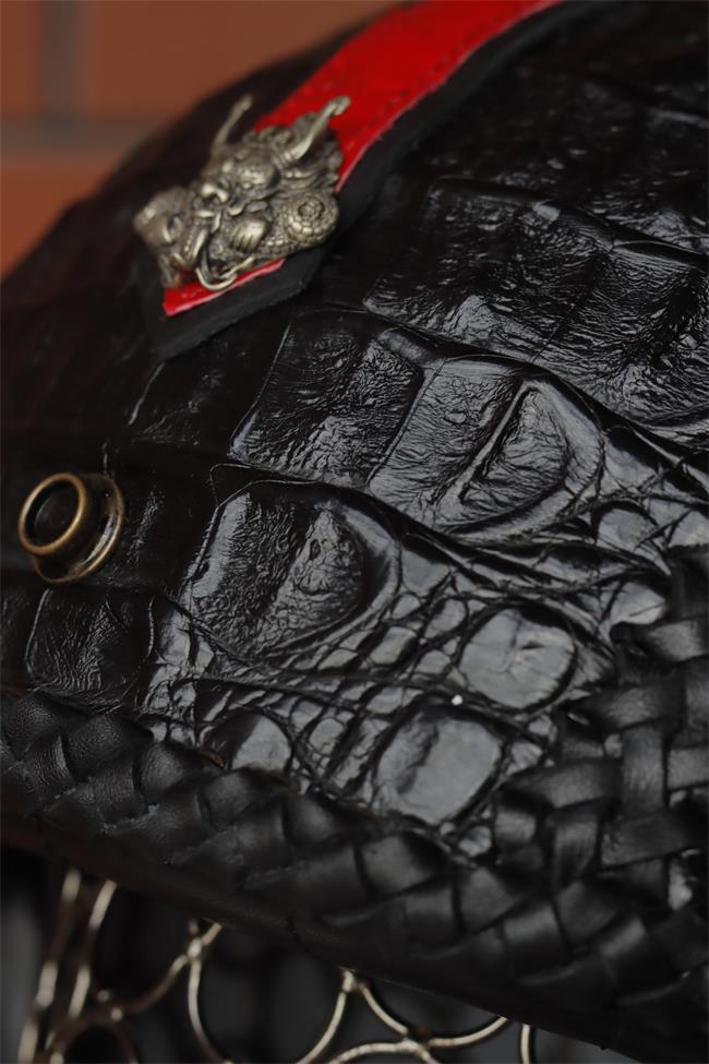 decorative-3/4helmet-crocodile-leather