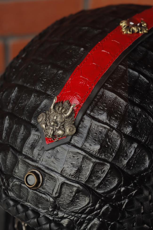 decorative-3/4helmet-crocodile-leather