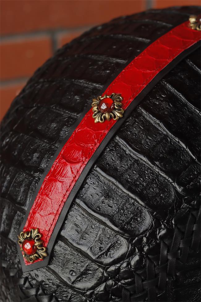 decorative-3/4helmet-crocodile-leather