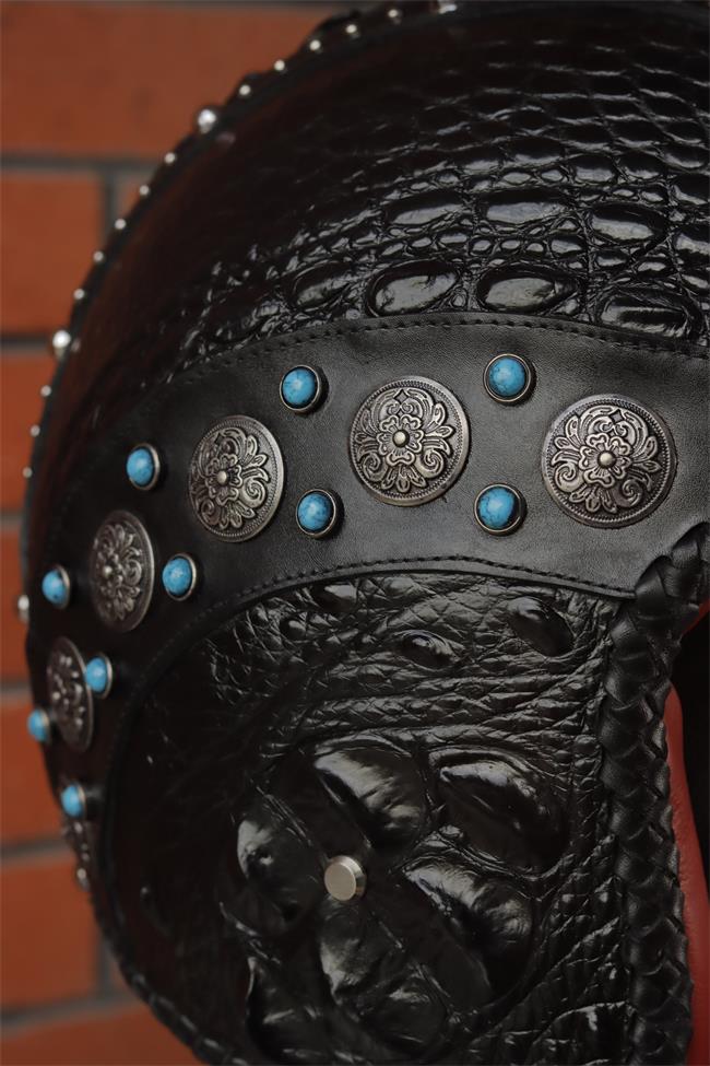 decorative-3/4helmet-crocodile-leather