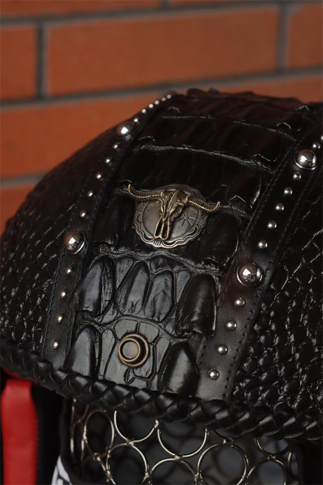 decorative-3/4helmet-crocodile-leather