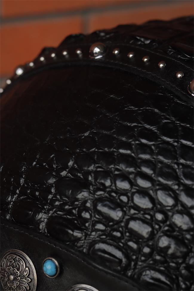 decorative-3/4helmet-crocodile-leather