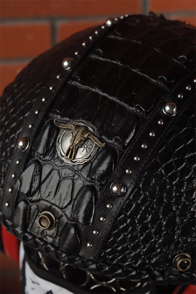 decorative-3/4helmet-crocodile-leather