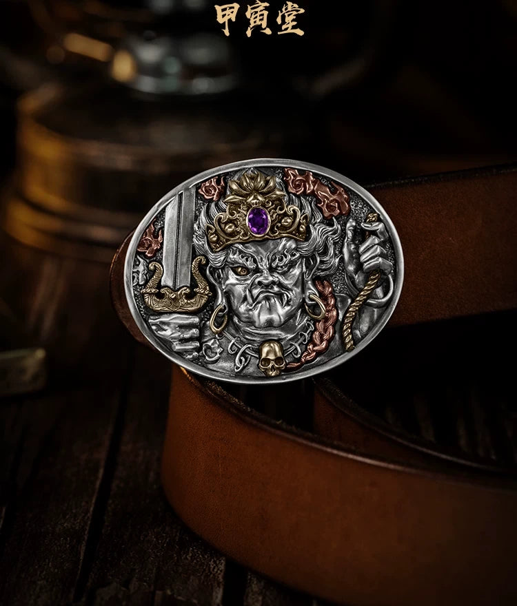 Acala Wisdom King Mixed-Metal Biker Belt Buckle detail view 1