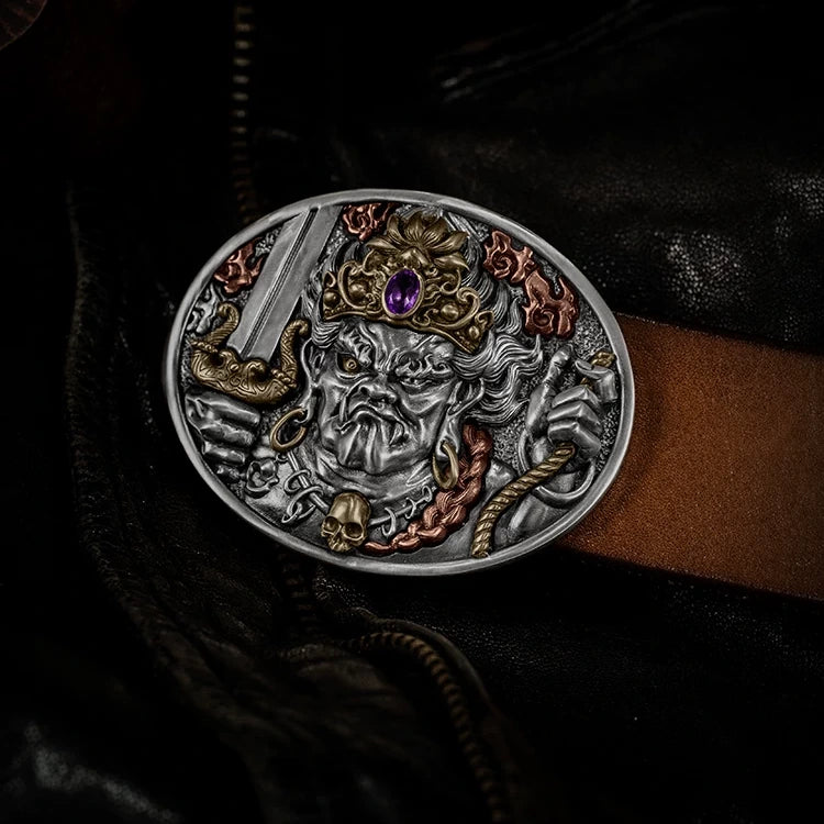 Acala Wisdom King Mixed-Metal Biker Belt Buckle product view