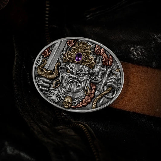 Acala Wisdom King Mixed-Metal Biker Belt Buckle product view