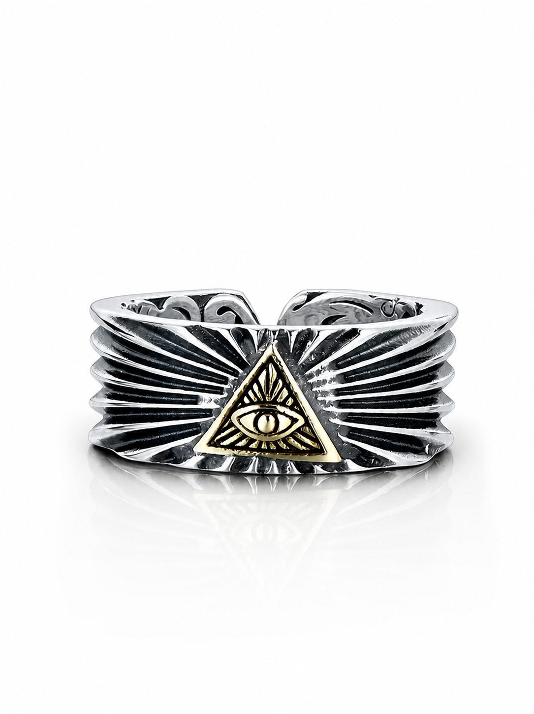 All-Seeing Eye Feather Sterling Silver Ring - product view 5
