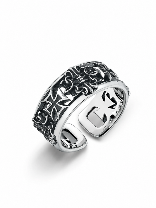 American Cross Sterling Silver Biker Ring - product view