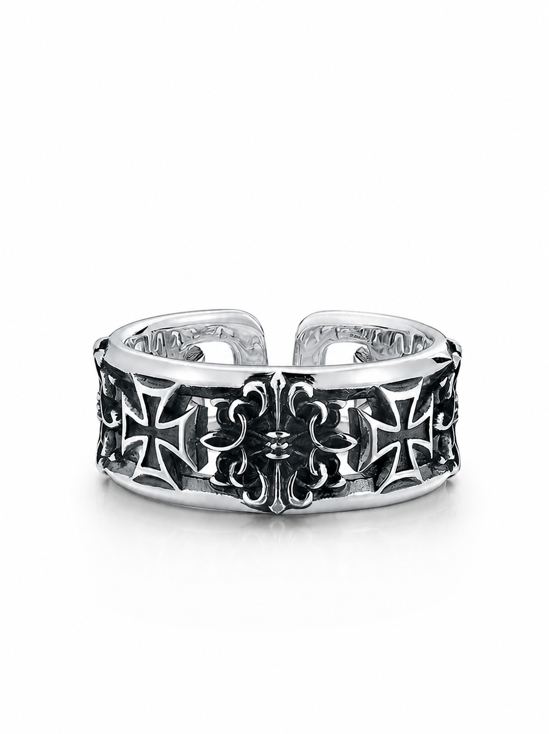 American Cross Sterling Silver Biker Ring - product view 3