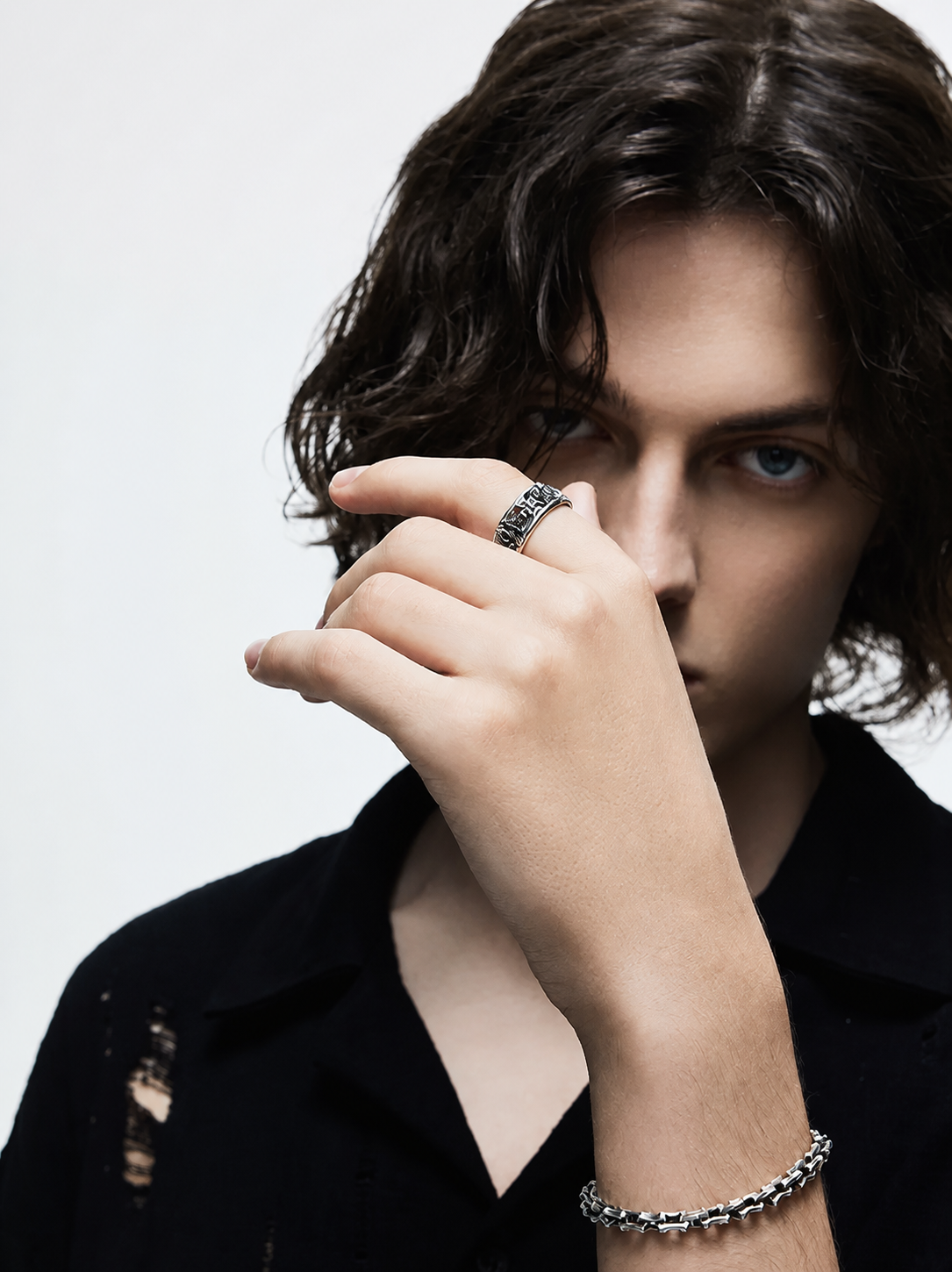 American Cross Sterling Silver Biker Ring - product view 4