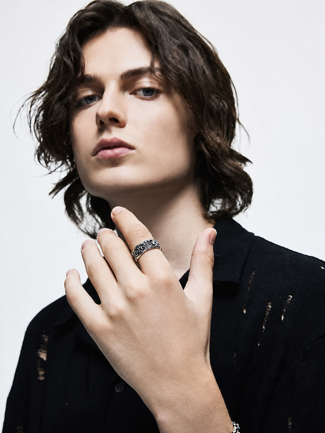 American Cross Sterling Silver Biker Ring - product view 5