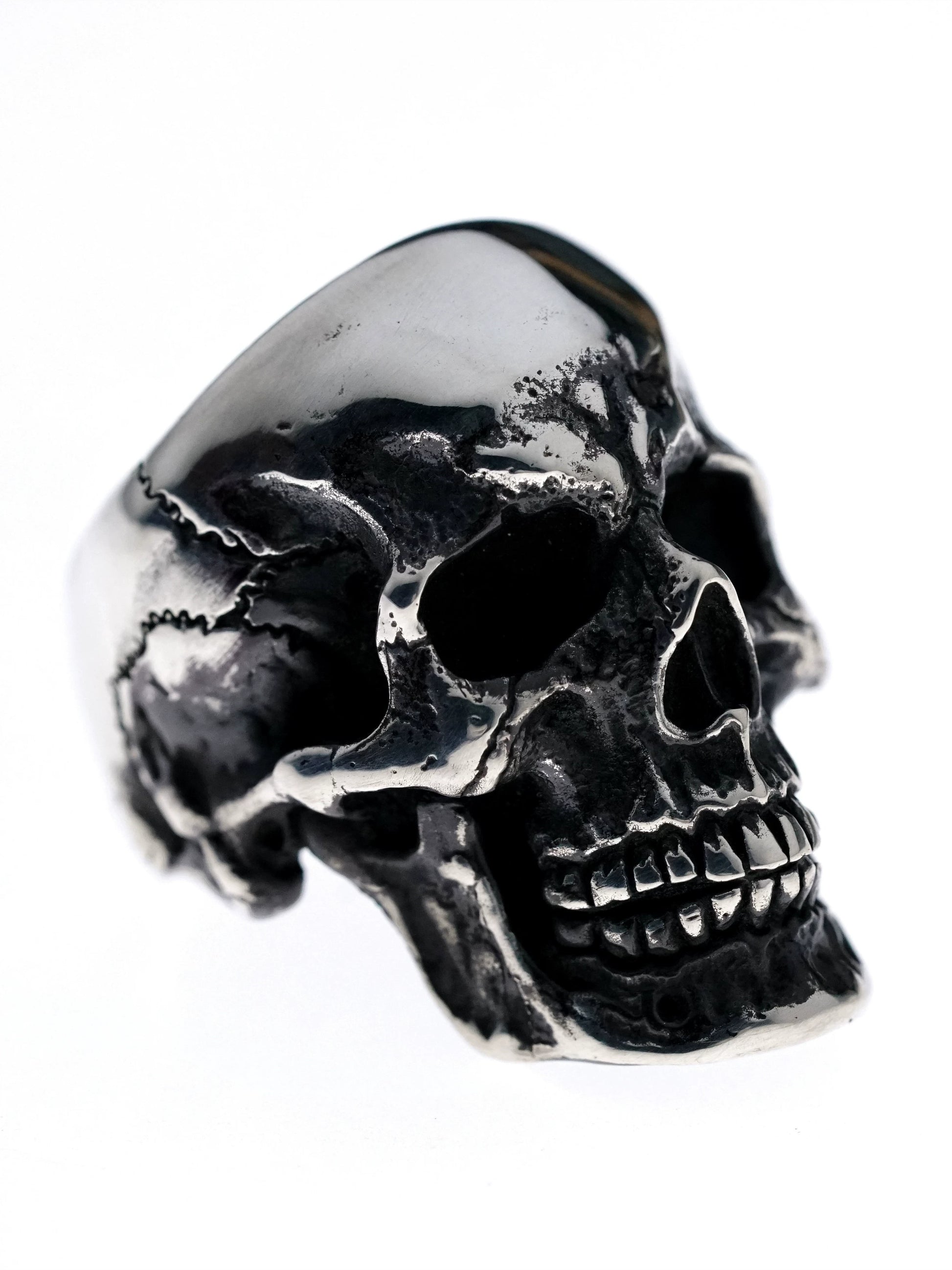 Anatomical Skull 925 Sterling Silver Biker Ring — view 5