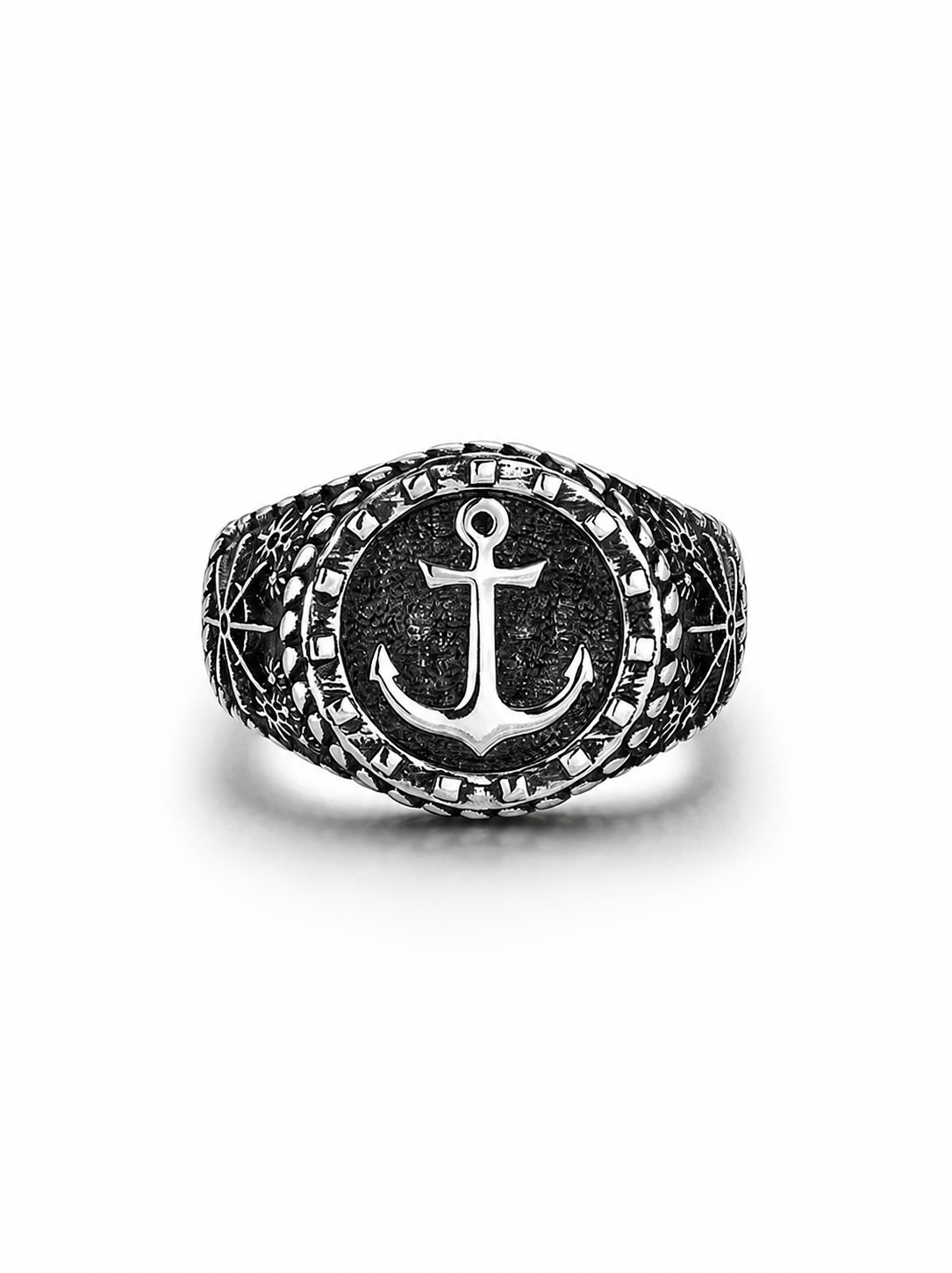 Anchor Sterling Silver Biker Ring - product view 2