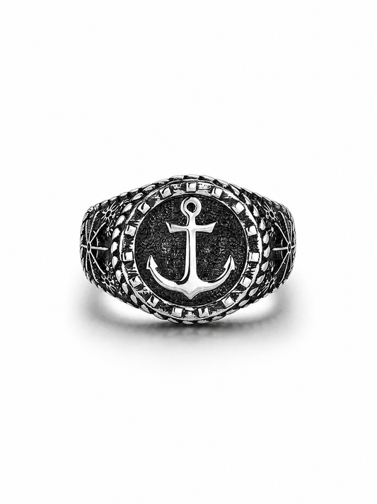 Anchor Sterling Silver Biker Ring - product view 2