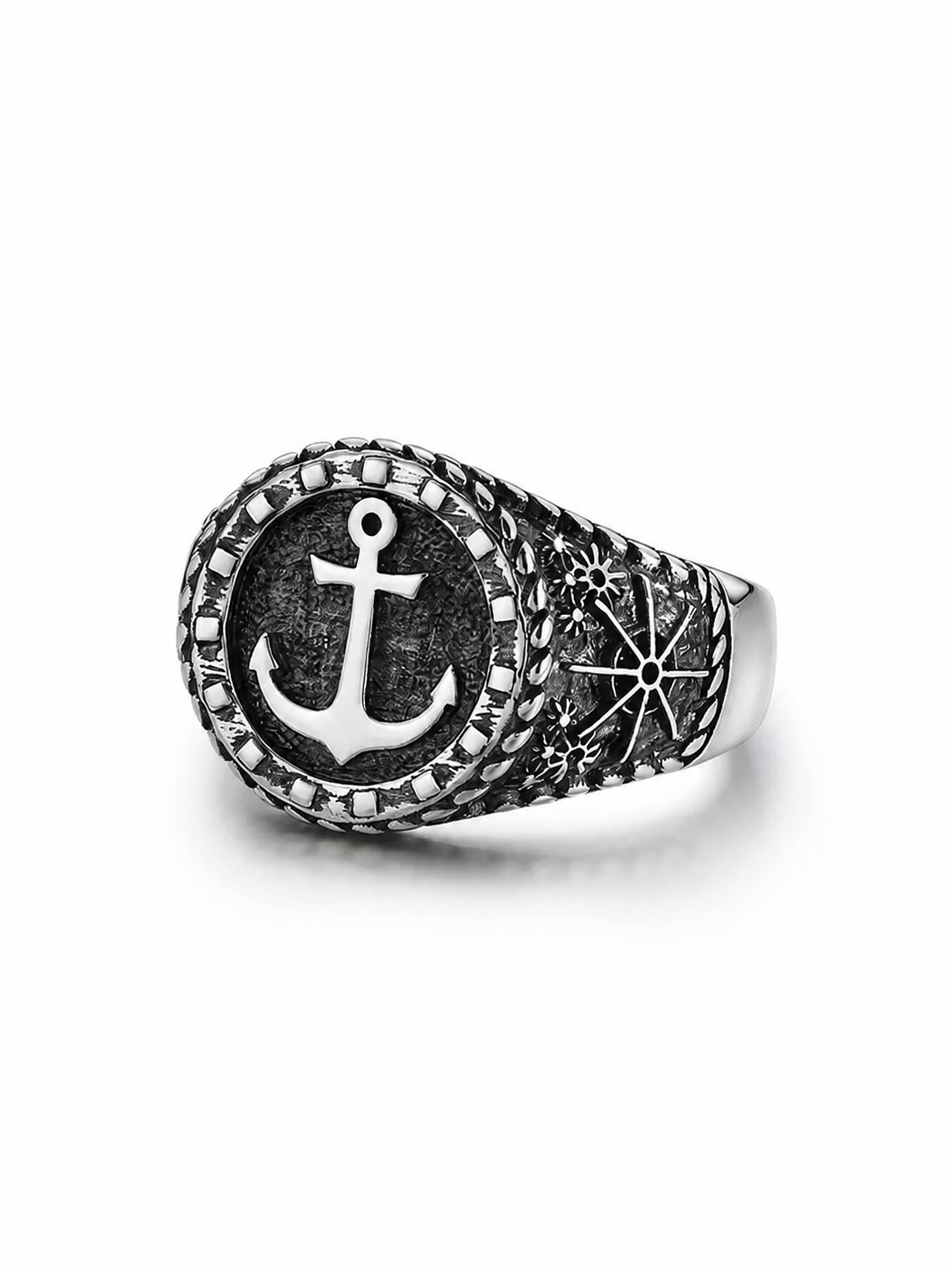 Anchor Sterling Silver Biker Ring - product view 4