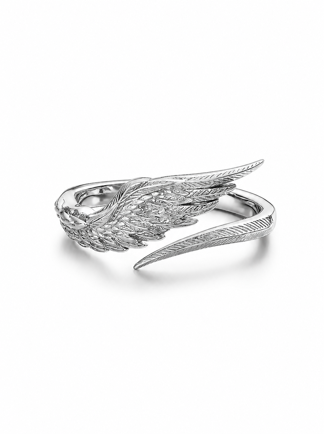 Angel Feather Wing Sterling Silver Couple Rings - product view 2
