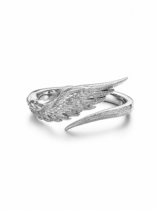 Angel Feather Wing Sterling Silver Couple Rings - product view 2