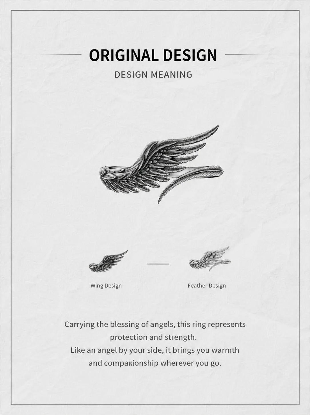 Angel Feather Wing Sterling Silver Couple Rings - product view 5