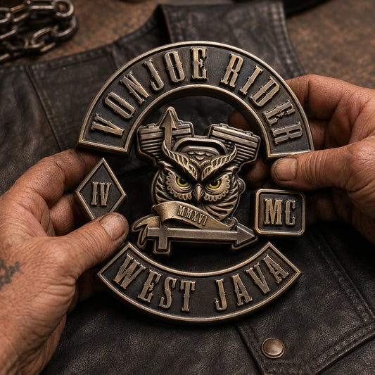 Antique brass custom motorcycle club 3D color pin
