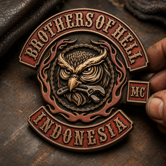 Antique copper custom motorcycle club 3D color pin