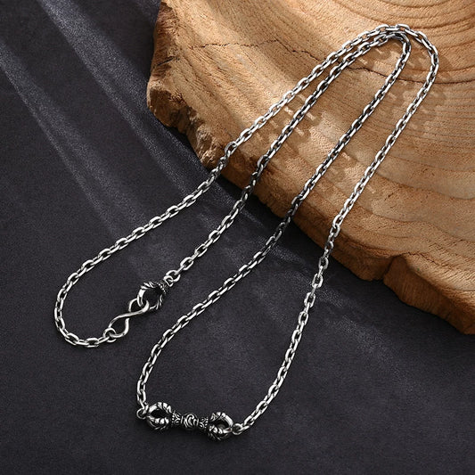 Antiqued Sterling Silver Cross and Vajra Necklace - view 2