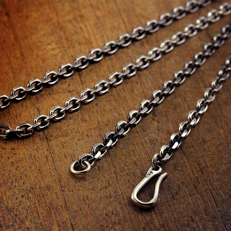 Antiqued Sterling Silver Mariner Link Biker Necklace - view 1