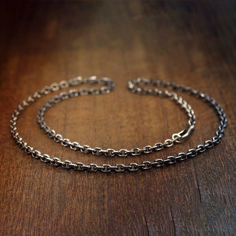 Antiqued Sterling Silver Mariner Link Biker Necklace - view 2