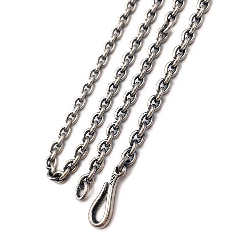 Antiqued Sterling Silver Round Link Biker Necklace - view 1
