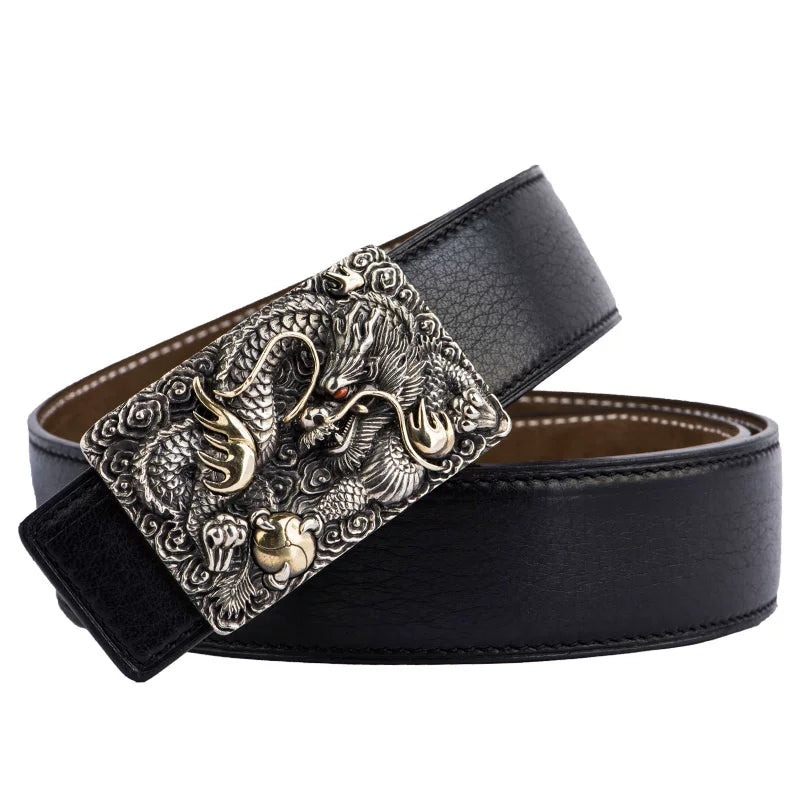 Antler Engraved White Copper Buckle Suede Leather Biker Belt – Belt and buckle product view