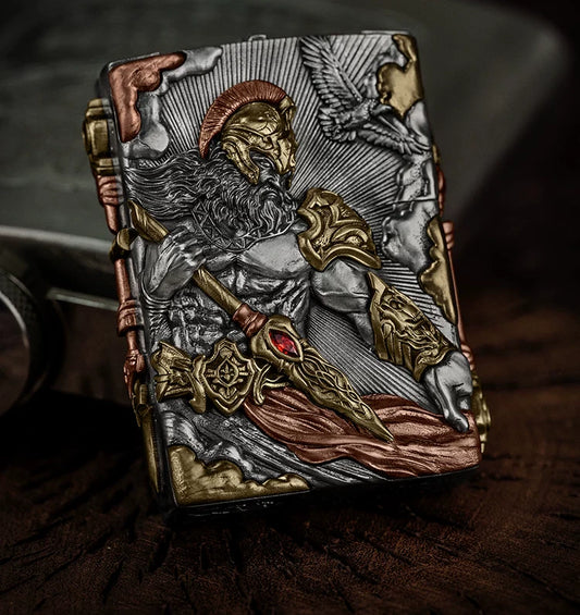 Ares God of War 3D Relief Biker Lighter – product-only front view