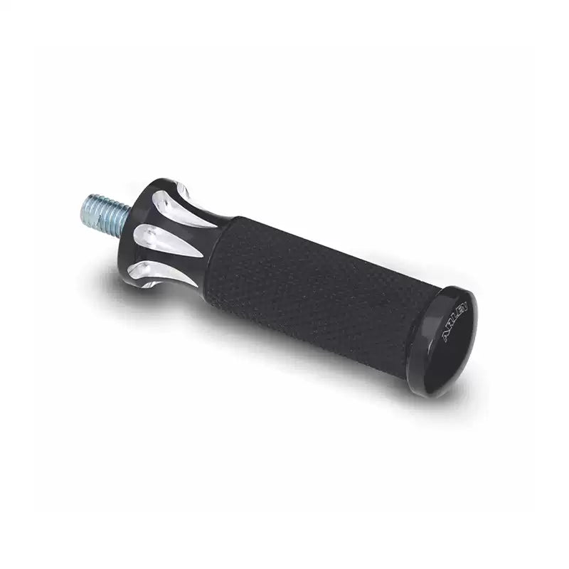 Black deep-cut Arlen Ness motorcycle shifter peg with physical end-cap engraving