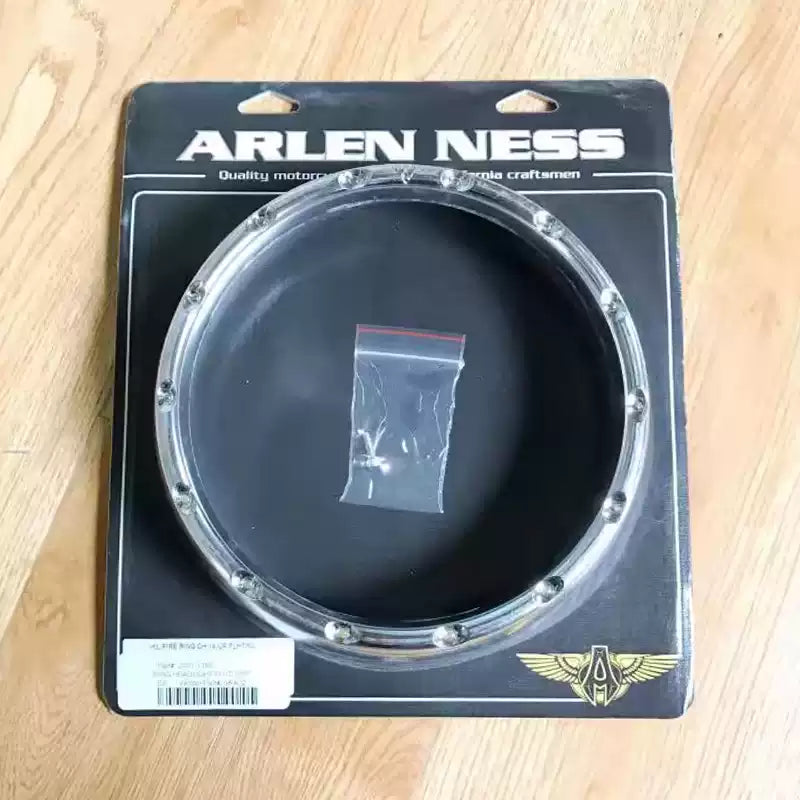 Arlen Ness chrome LED headlight bezel in retail packaging