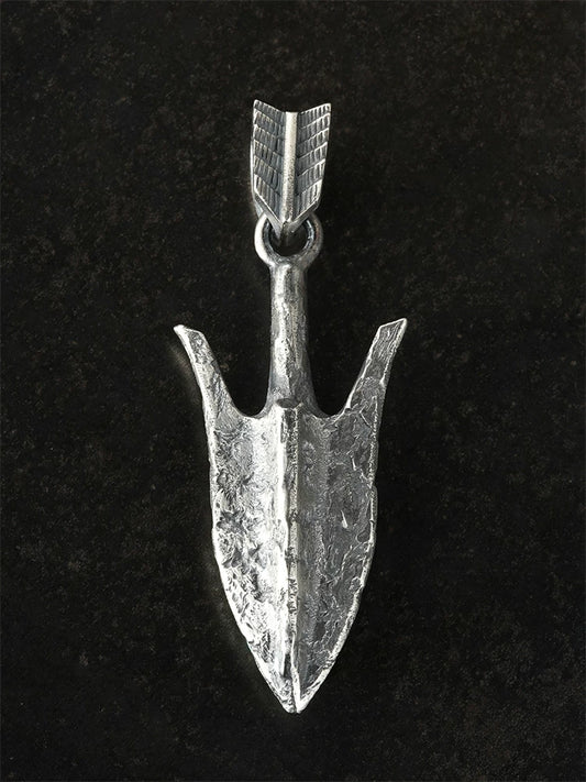 Arrowhead sterling silver biker pendant front view