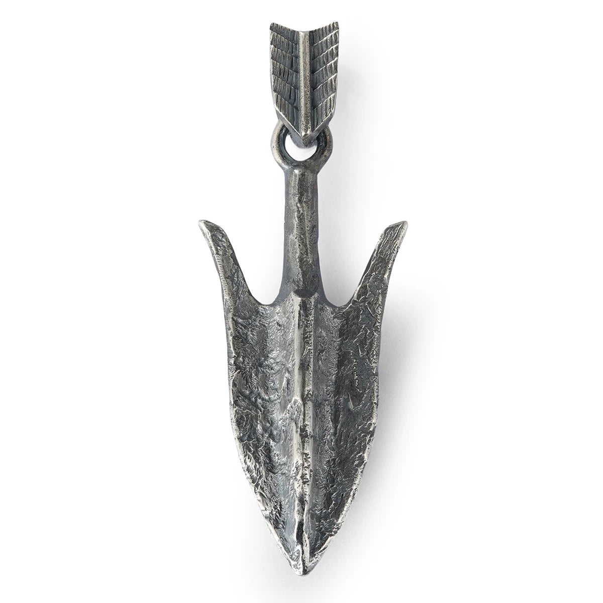 Arrowhead sterling silver biker pendant isolated on white
