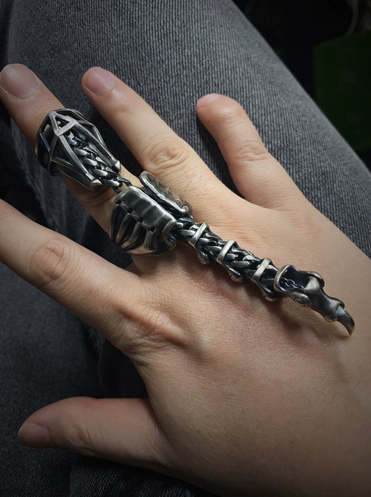 Articulated Scorpion 925 Sterling Silver Biker Ring — view 1