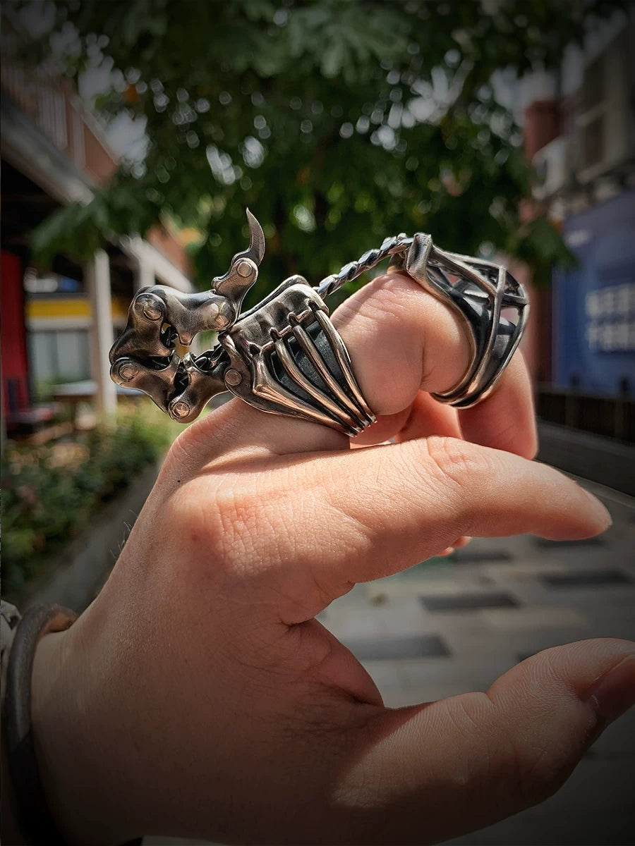 Articulated Scorpion 925 Sterling Silver Biker Ring — view 4