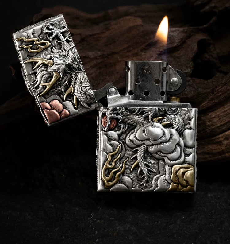 Ascendant Dragon 3D Relief Biker Lighter – clean product detail view 3