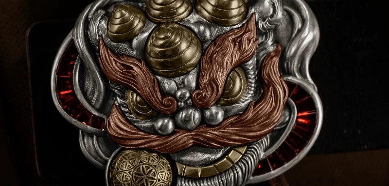 Awakening Lion Mixed-Metal Biker Belt Buckle detail view 1