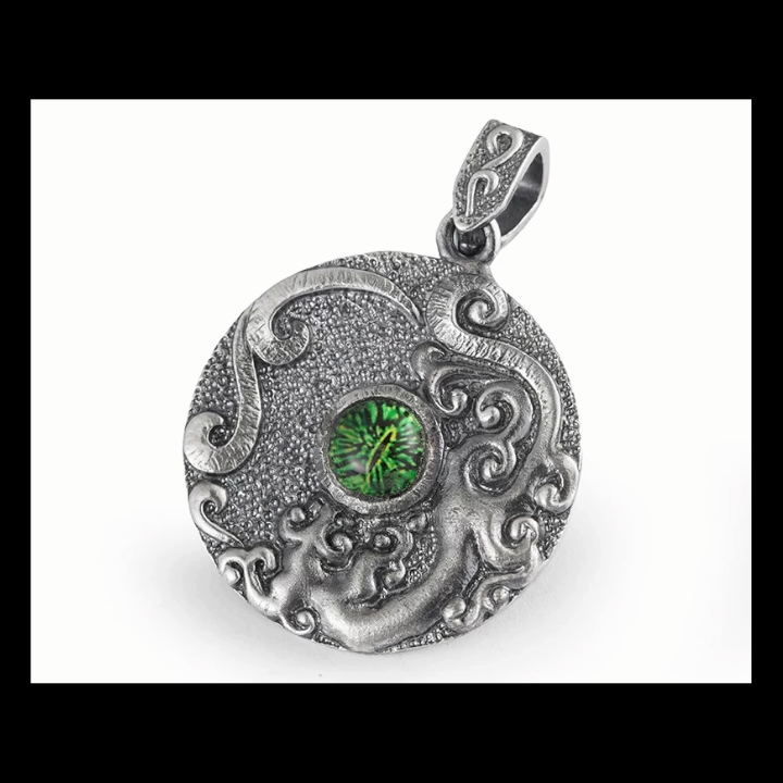 Azure Dragon eye sterling silver biker pendant