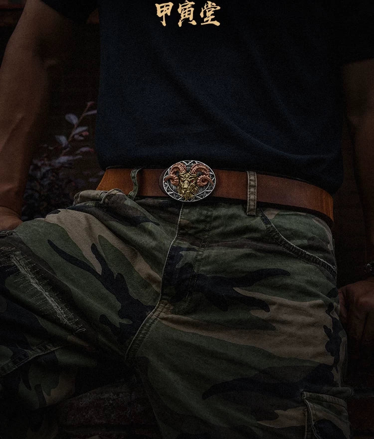 Baphomet Ram Dual-Tone Biker Belt Buckle detail view 3