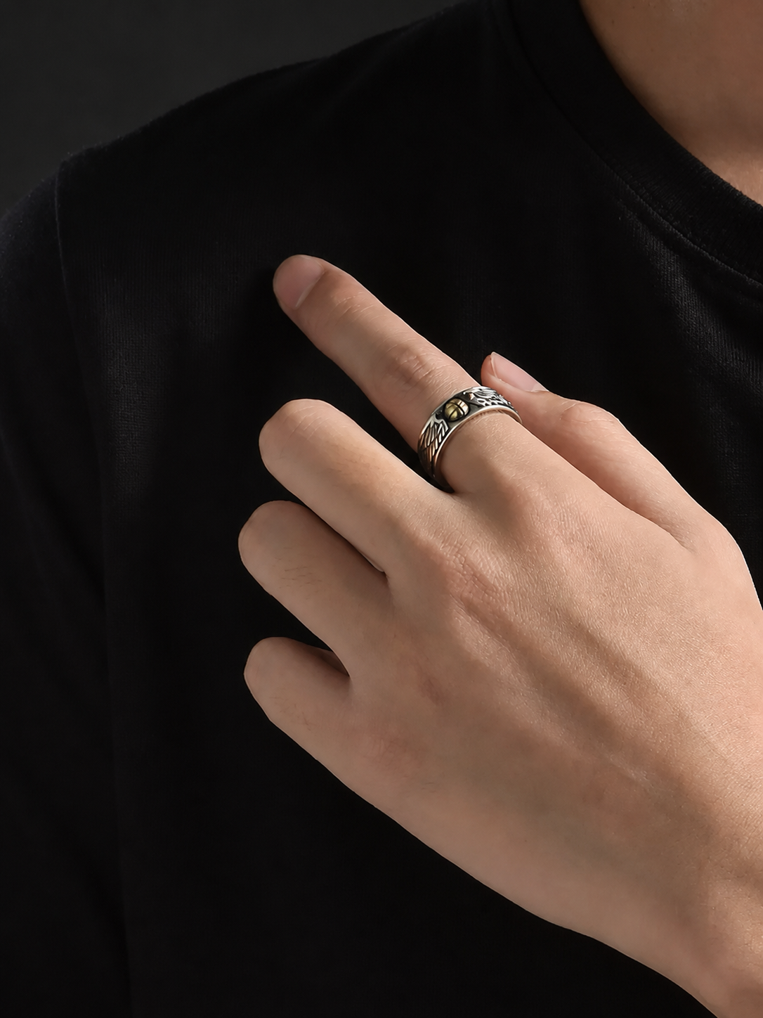 Basketball Sterling Silver Ring - product view 3
