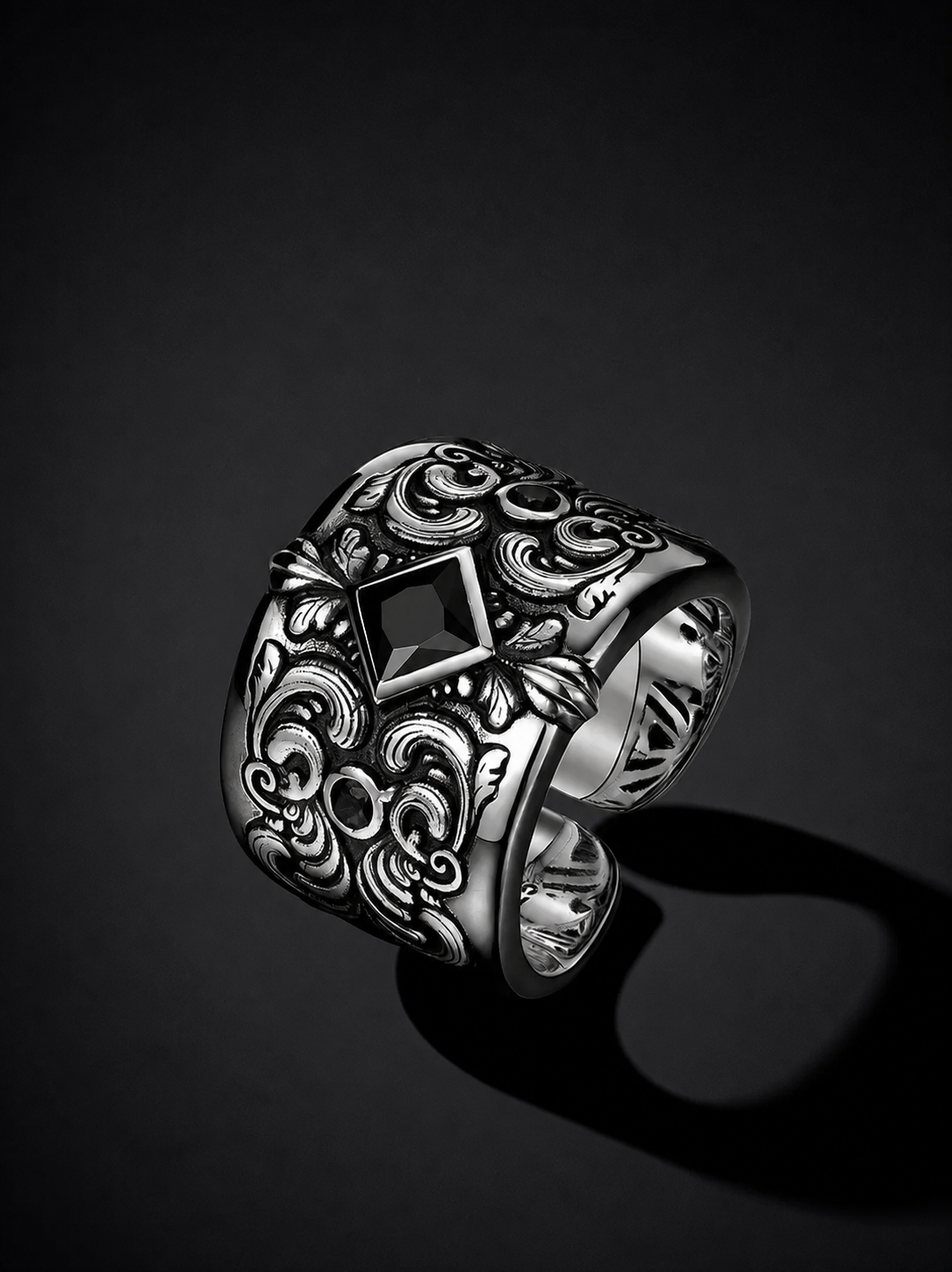 Black Cubic Zirconia Sterling Silver Ring - product view 2
