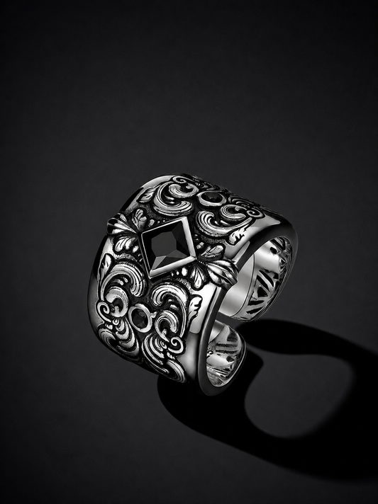 Black Cubic Zirconia Sterling Silver Ring - product view 2