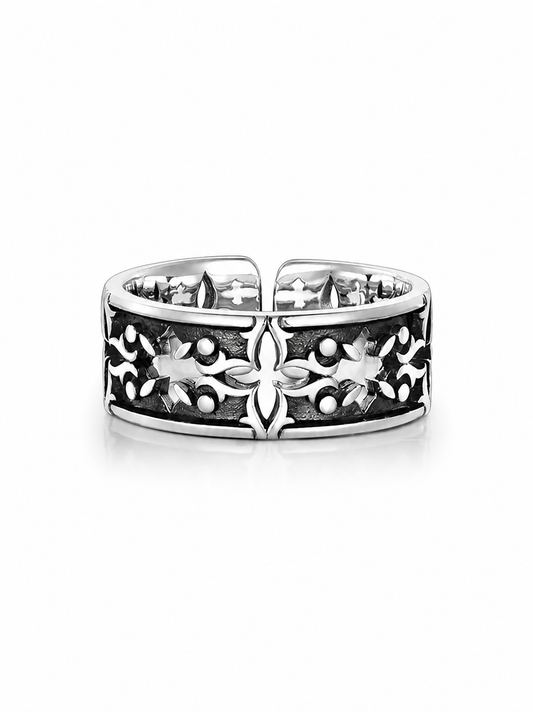 Black Four-Leaf Clover Sterling Silver Ring - product view 2