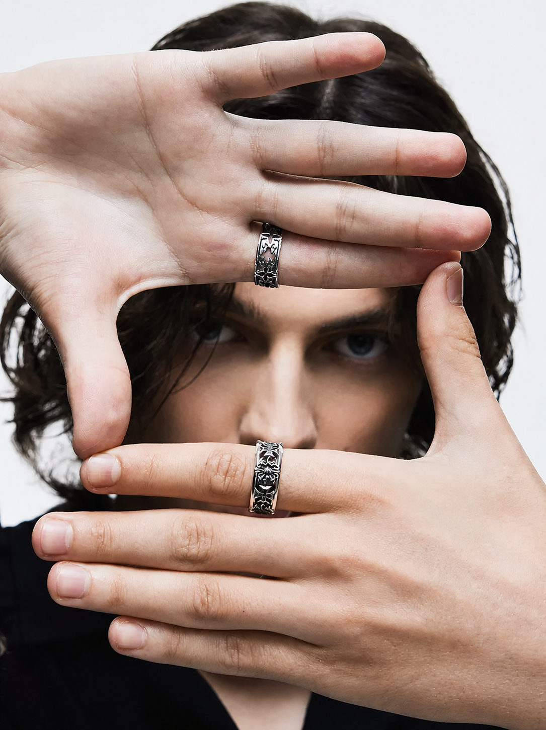 Black Four-Leaf Clover Sterling Silver Ring - product view 4